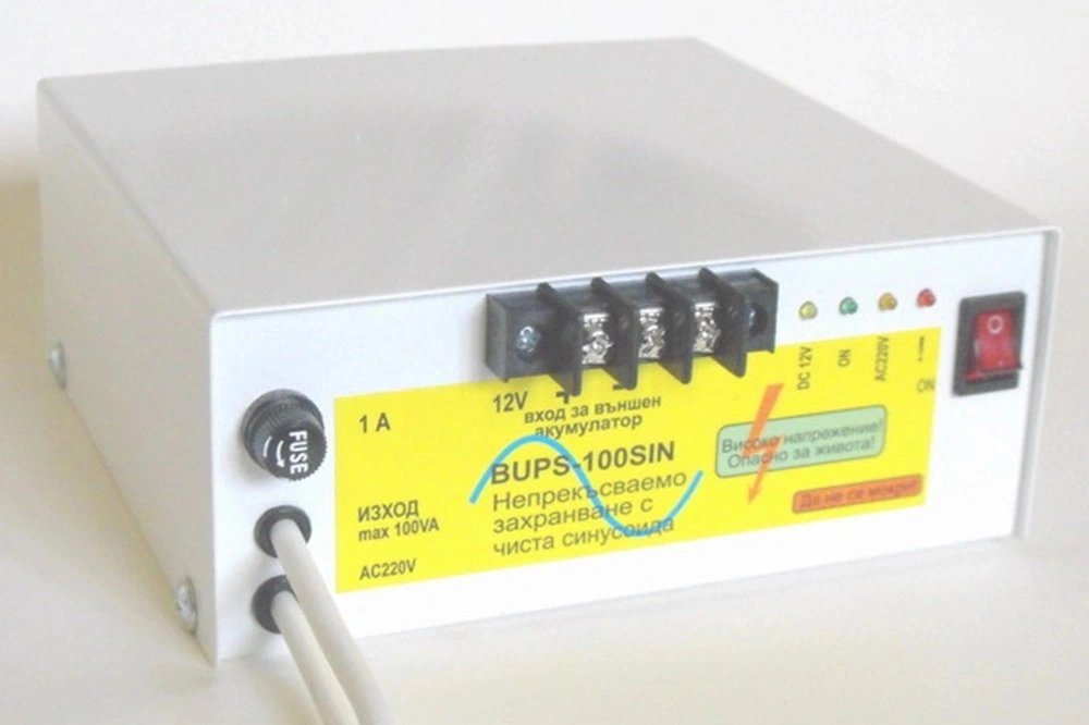 UPS инвертор BUPS 100W | Вградена батерия 7,2 Ah и изводи за външна батерия от 20 до 44 Ah UPS инвертор BUPS 100W | Вградена батерия 7,2 Ah и изводи за външна батерия от 20 до 44 Ah